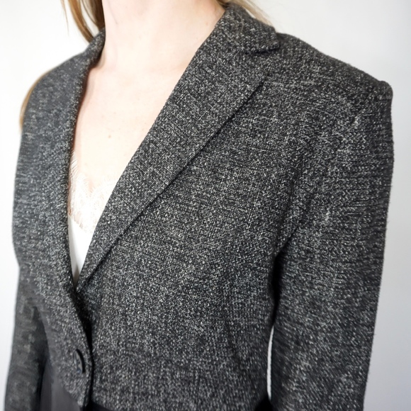 THEORY Camberley Tweed Jacket w Leather Panels 420 - Picture 4 of 6